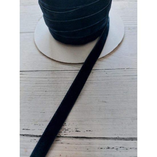 Лента бархатная 1 см, цв. темно-синий, цена за 1 м