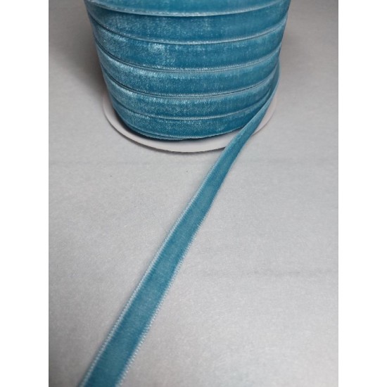 Лента бархатная 1 см, цв. голубой 171, цена за 1 м