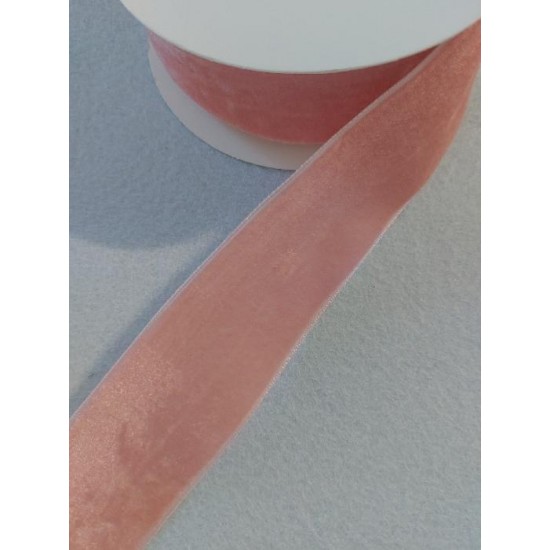 Лента бархатная 3,8 см персиково-розовый №13, цена за 1 м