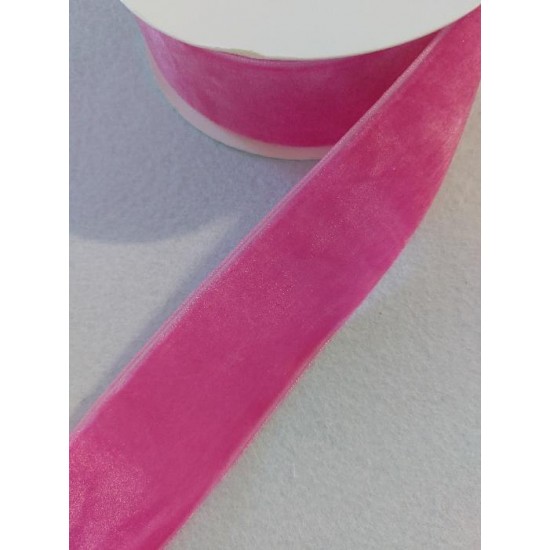 Лента бархатная 3,8 см ярко-розовый №38, цена за 1 м