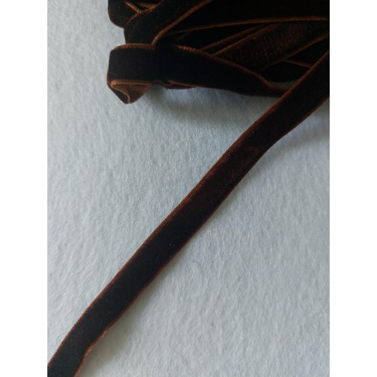 Лента бархатная 1см цв. шоколадный, цена за 1 м