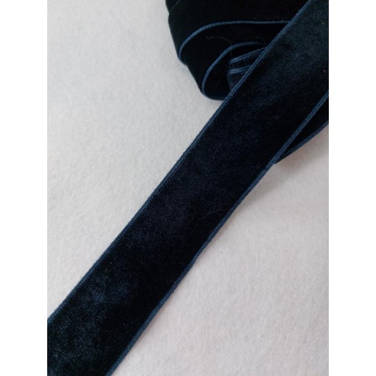 Лента бархатная 2,5 см, цв. темно-синий, цена за 1 м