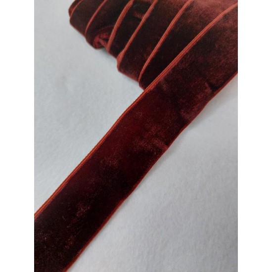 Лента бархатная 2,5 см, цв. коричневый, цена за 1 м