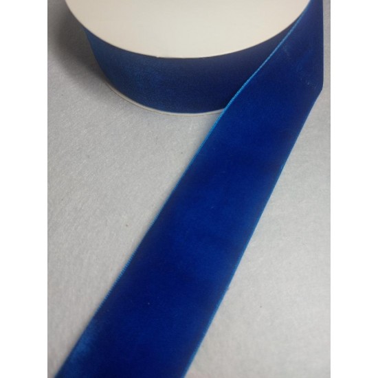 Лента бархатная 3,8 см синяя 70, цена за 1 м