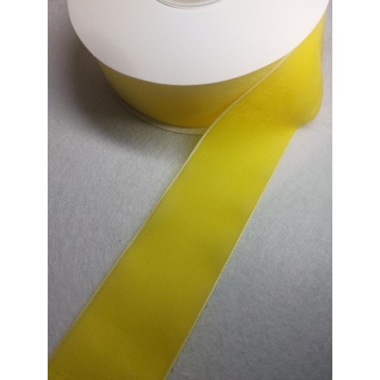 Лента бархатная 3,8 см желтая 18, цена за 1 м