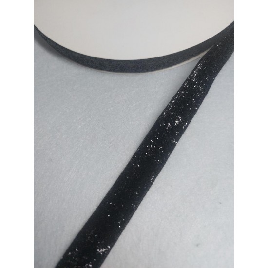 Лента бархатная с люрексом/ 15мм/ цв.черный, цена за 1 м
