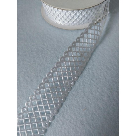 Лента атласная сетка S-190/ шир.23мм/ цв.белый,  цена за 1 м
