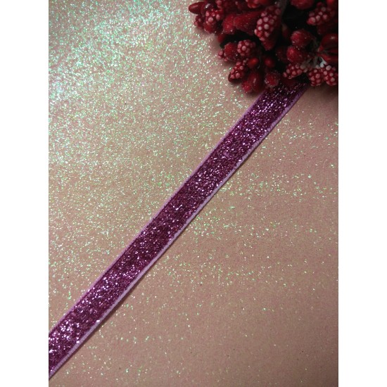 Лента бархатная с люрексом 1см цв. розово-сиреневый, цена за 1 м
