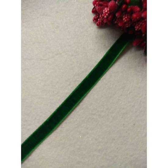 Лента бархатная 1 см, цв. зеленый 163, цена за 1 м