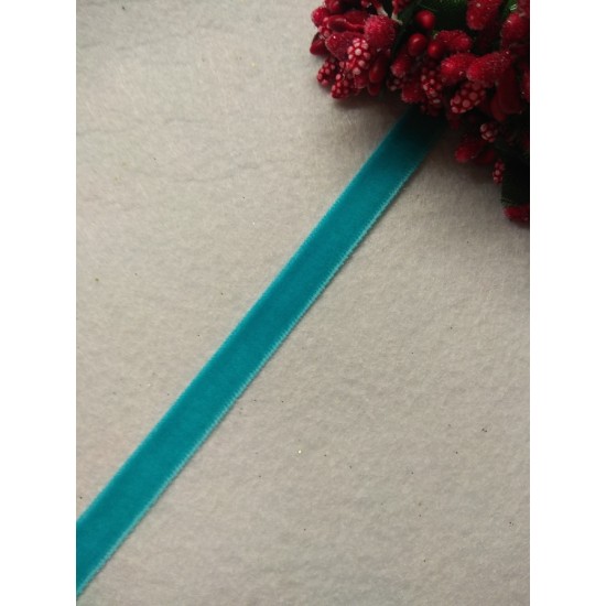 Лента бархатная 1 см, цв. голубой, цена за 1 м