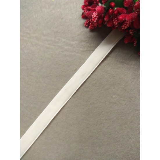 Лента бархатная 1 см, цв. белый, цена за 1 м