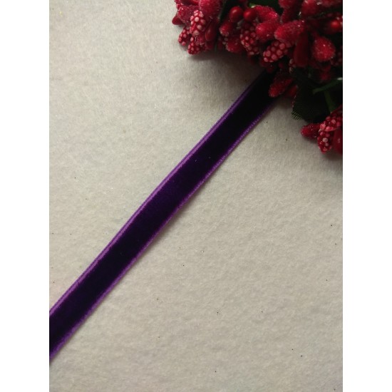 Лента бархатная 1 см, цв. темно-фиолетовый, цена за 1 м