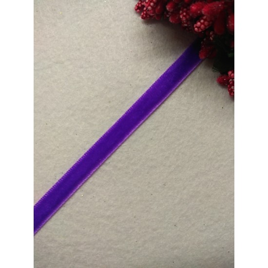 Лента бархатная 1 см, цв. фиолетовый, цена за 1 м