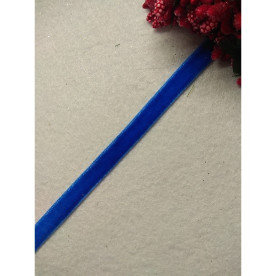 Лента бархатная 1 см, цв. синий, цена за 1 м