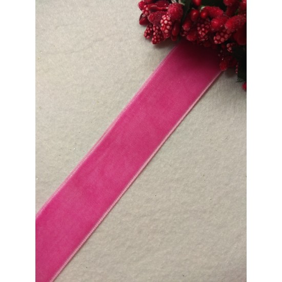 Лента бархатная 2,5 см, цв. розовый 11, цена за 1 м