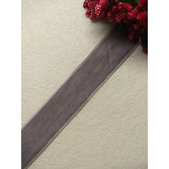 Лента бархатная 2,5 см, цв. серый, цена за 1 м