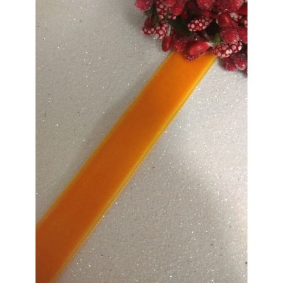  Лента бархатная 1,5 см оранжевая 35, цена за 1 м