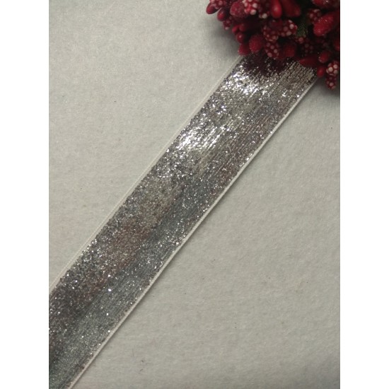 Лента бархатная с люрексом 2,5 см, цена за 1 м