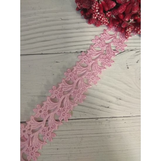 Лента фигурная «Ромашки», 22 мм, цв. розовый,  цена за 1 м