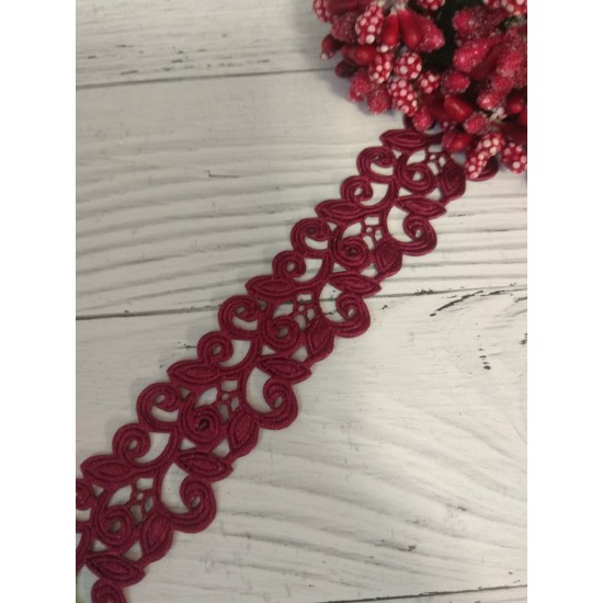 Лента фигурная «Вьюнчик», 22 мм цвет бордовый,  цена за 1 м