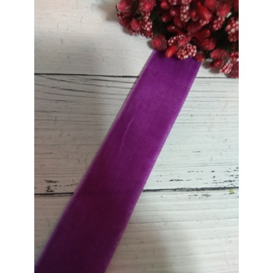  Лента бархатная 2,5 см фиолетовая 79, цена за 1 м