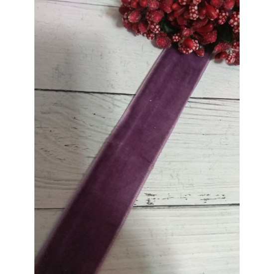  Лента бархатная 2,5 см фиолетовая 199, цена за 1 м