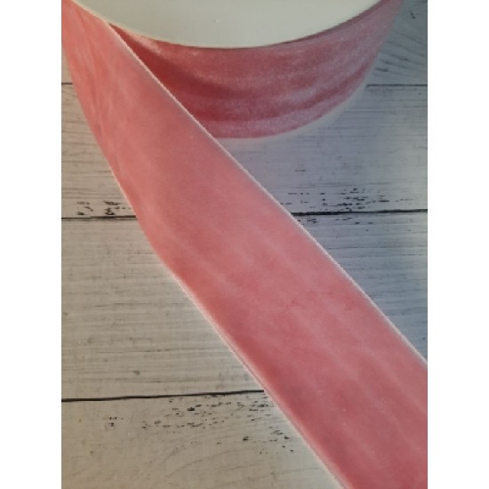 Лента бархатная 3,8 см розовый 09, цена за 1 м