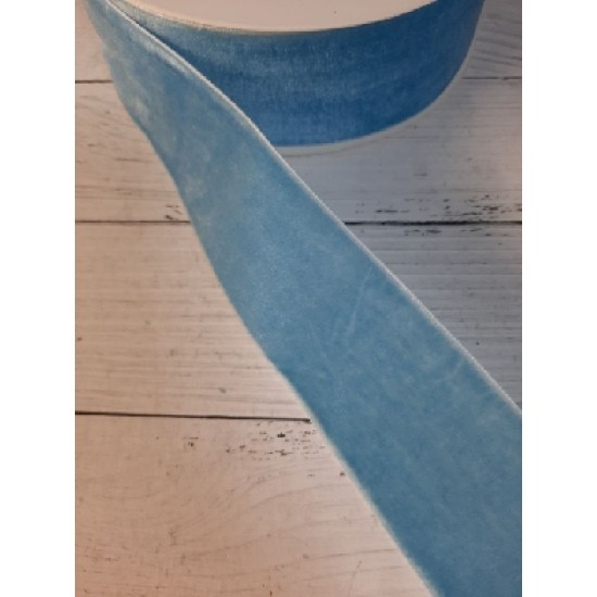 Лента бархатная 3,8 см голубой 171, цена за 1 м