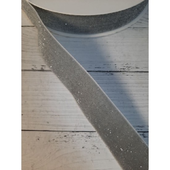 Лента бархатная с люрексом 2,5 см серый 182, цена за 1 м