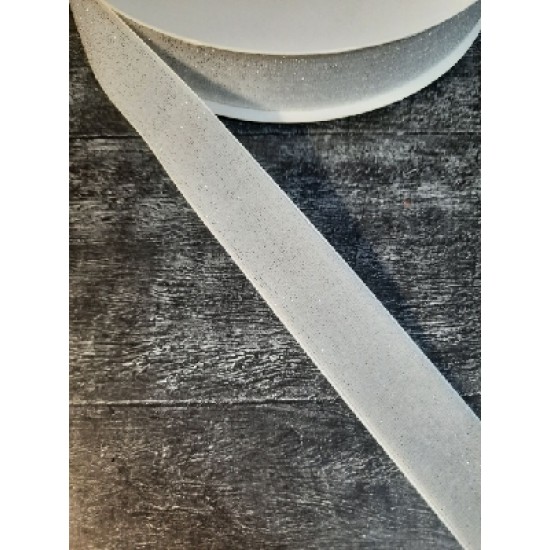 Лента бархатная с люрексом 2,5 см белый 2, цена за 1 м