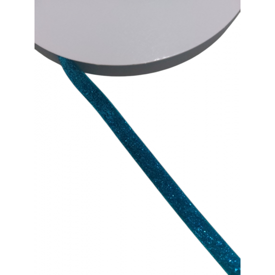 Лента бархатная с люрексом 1см (лазурный), цена за 1 м