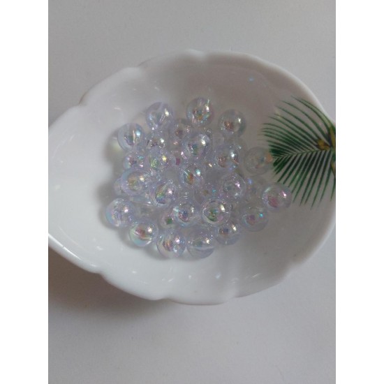Бусины прозрачные радужные 10 мм, цена за 20 гр