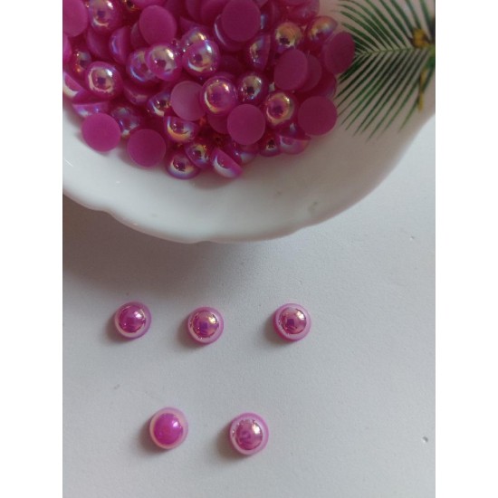 Полубусины под жемчуг перламутровые 8 мм цв. розовая фуксия, цена за 20 гр