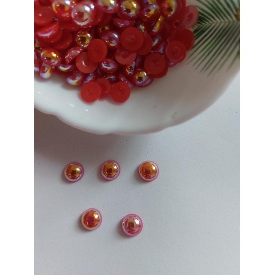 Полубусины под жемчуг перламутровые 8 мм цв. красный, цена за 20 гр