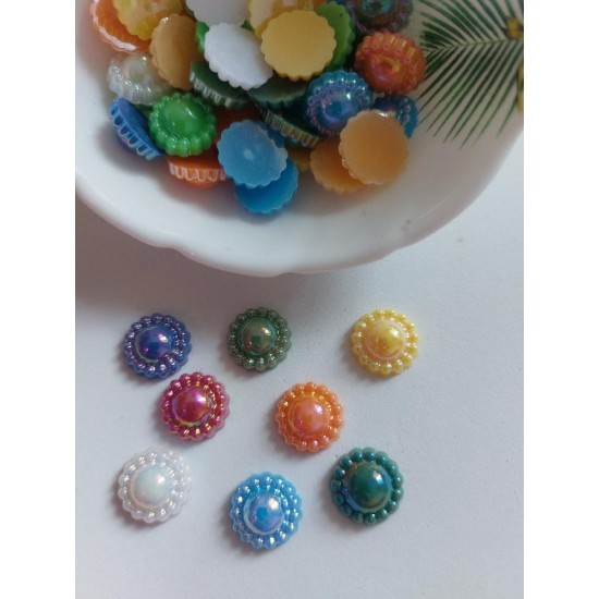 Полубусины фигурные "Цветок" микс 12 мм, цена за 20 гр