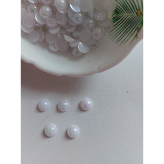 Полубусины-перламутр (цв. белый) 8мм, цена за 20 гр