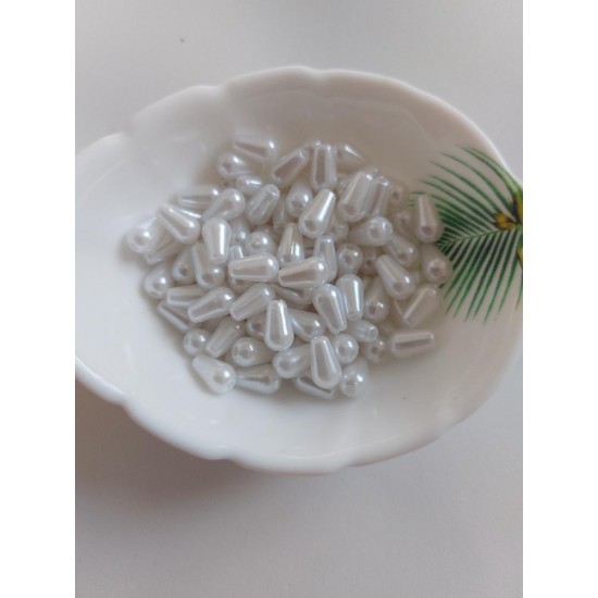 Бусины под жемчуг "капля" 6*10 мм, цена за 10 гр