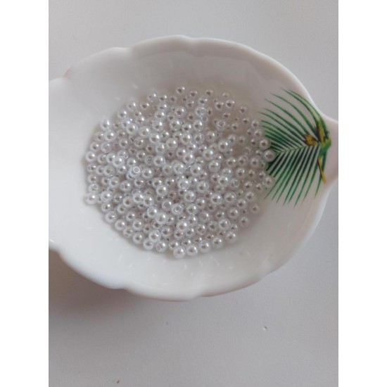 Бусины под жемчуг 4 мм "премиум" цв. белый, цена за 20 гр