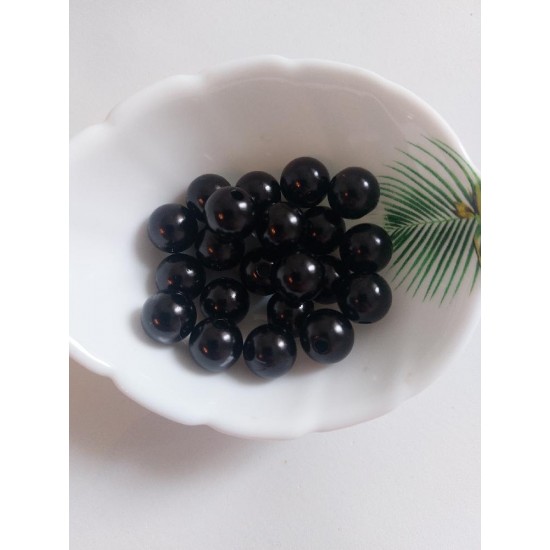 Бусины под жемчуг 12 мм черный, цена за 20 гр