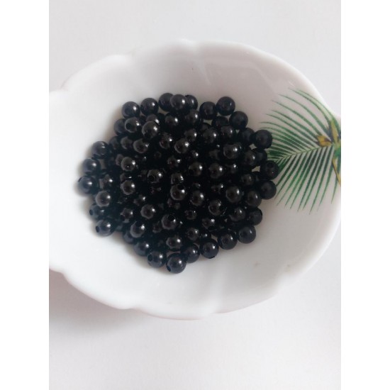 Бусины под жемчуг 6 мм черный, цена за 20 гр