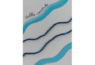 Бусины стеклянные 4 мм синий металлик №20, цена за 50 шт