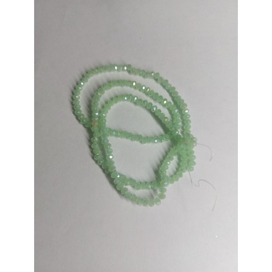 Бусины стеклянные матовые граненые d 3 мм светло-салатовый АВ, цена за 50 шт