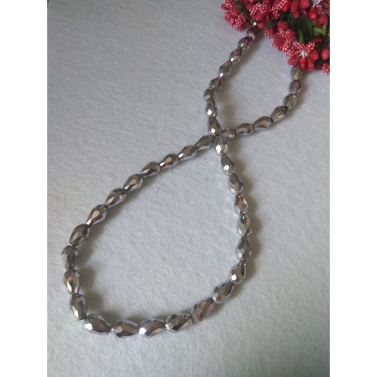 Бусины стеклянные Капля 11*8 мм цв. серебро, цена за 10 шт