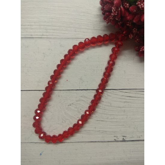 Бусины стеклянные, прозрачные, на леске "Rondelle" 8 мм красные, цена за 20 шт