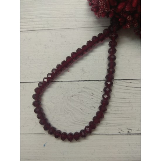 Бусины стеклянные, прозрачные, на леске "Rondelle" 8 мм бордовые, цена за 20 шт