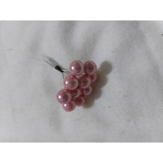 Ягоды  на проволоке 12мм (цв. розовый перламутр), цена за 10 шт