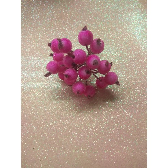 Ягодки сахарные на проволоке 12 мм цв. ярко-розовый, цена за 20 ягодок