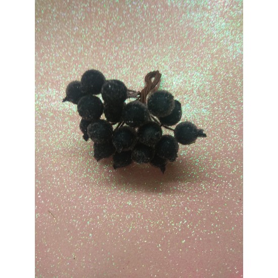 Ягодки сахарные на проволоке 12 мм цв. черный, цена за 20 ягодок