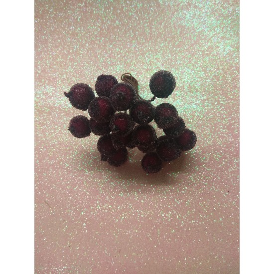 Ягодки сахарные на проволоке 12 мм цв. темно-бордовый, цена за 20 ягодок