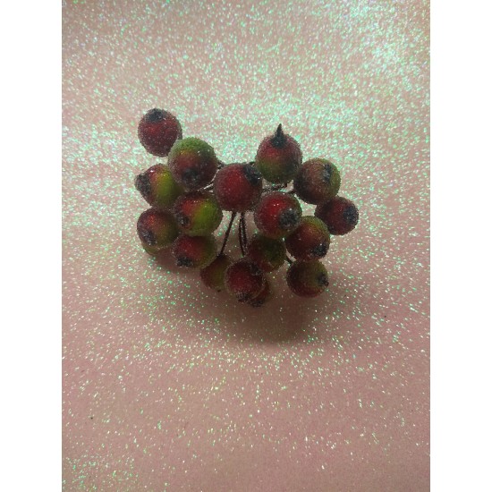 Ягодки сахарные на проволоке 12 мм цв.зелено-бордовый, цена за 20 ягодок
